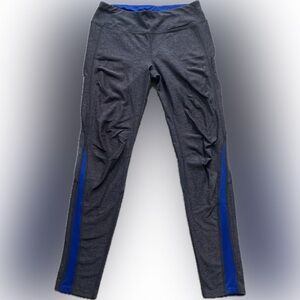 Hind yoga pants - charcoal heather with blue detail